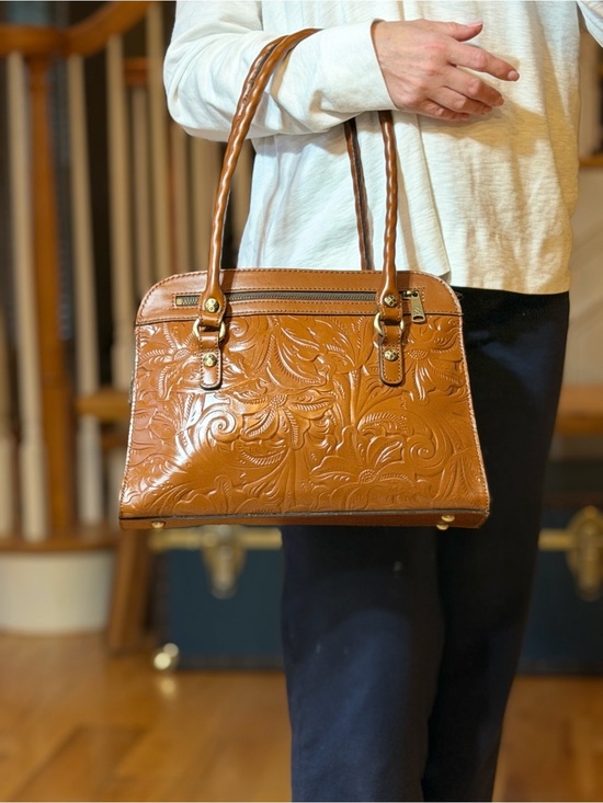 Patricia Nash Handbags - Patricia Nash Western 2010s Calvi Cognac Tooled Leather Satchel